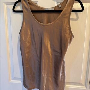 Vince Raw Edge Satin Sleeveless Top